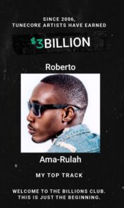 Amarulah helps Roberto earn a sum total of over 1 Billion Dollars from streams (Read More)